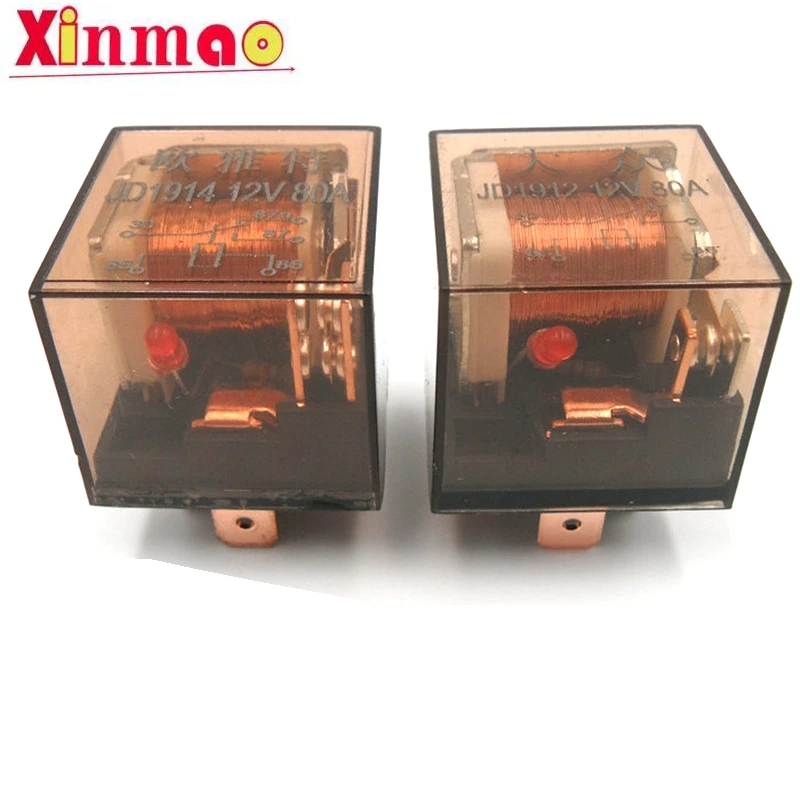 Automobile relay 80a12v / 24v4 pin / 5 pin four pin / five pin transparent pure copper strip lamp double contact universal type