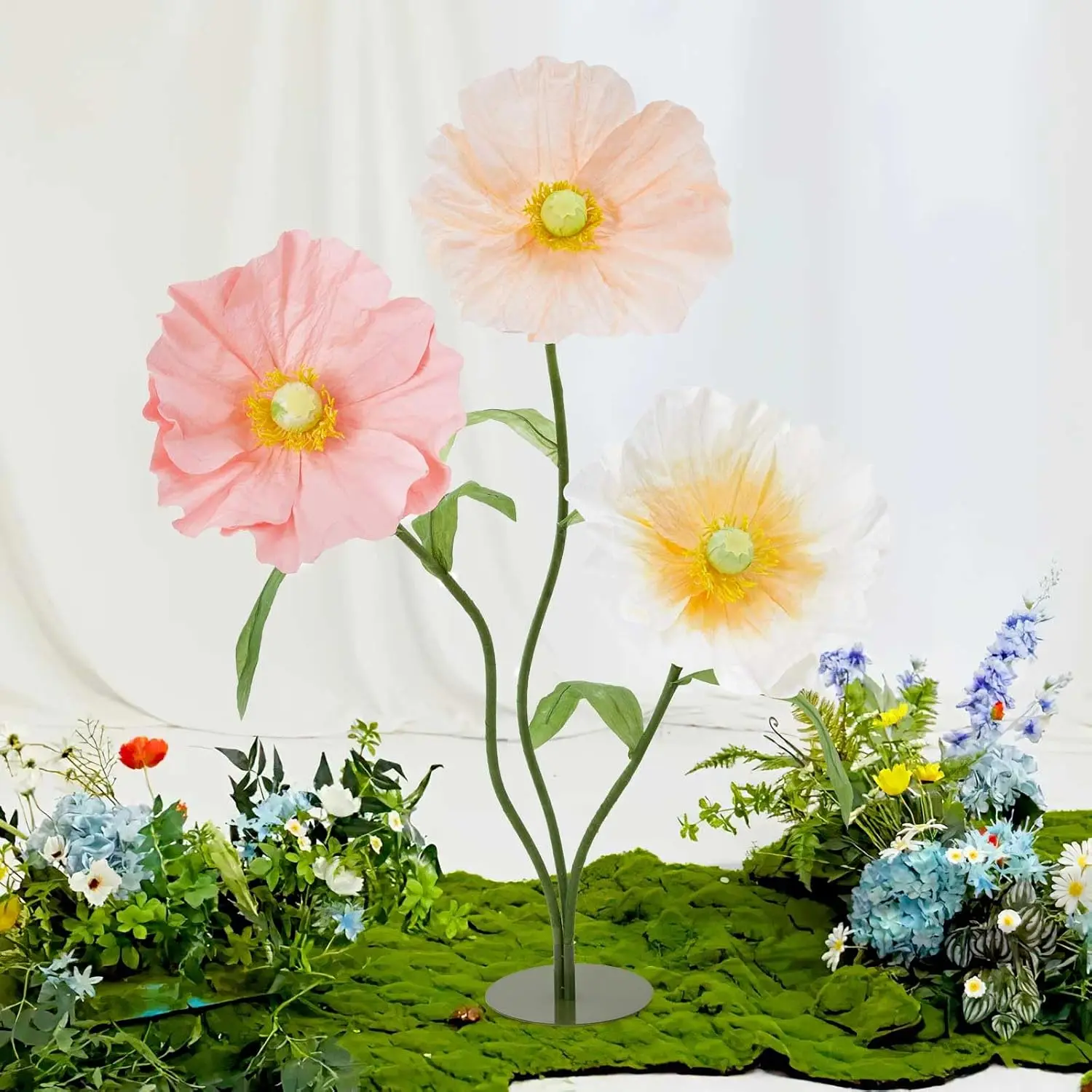 

Искусственные гигантские цветы для свадебного украшения Розовые огромные цветы 5,58 футов Большой бумажный цветок Шампанское Искусственный цветок для приема