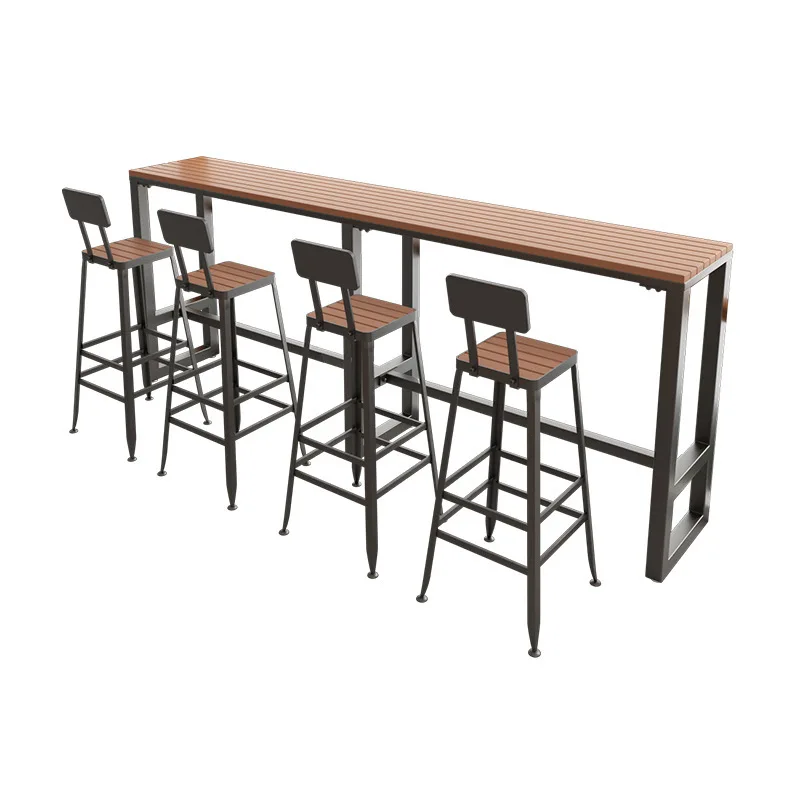 

gj-Outdoor Sun Wood bar Table and Chair Set Commercial Multi-bar Table Villa Garden Garden High Table&