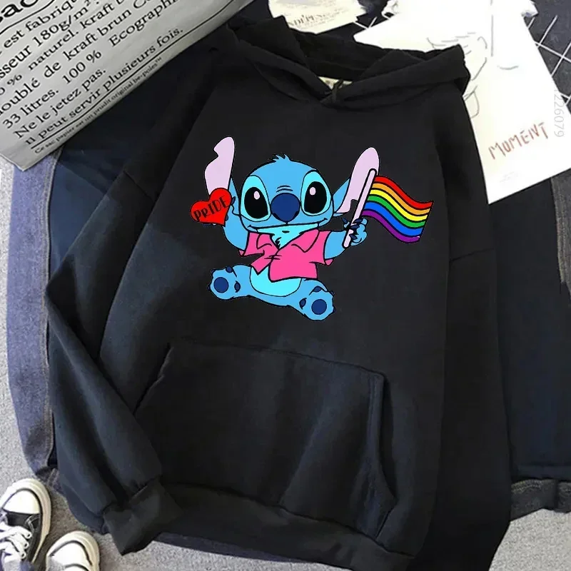 Cartoon Stitch Hoodies Funny Halloween Graphic Printed Women\'s Sweatshirts Autumn Long Sleeve Woman Clothes Streetwear Pullover