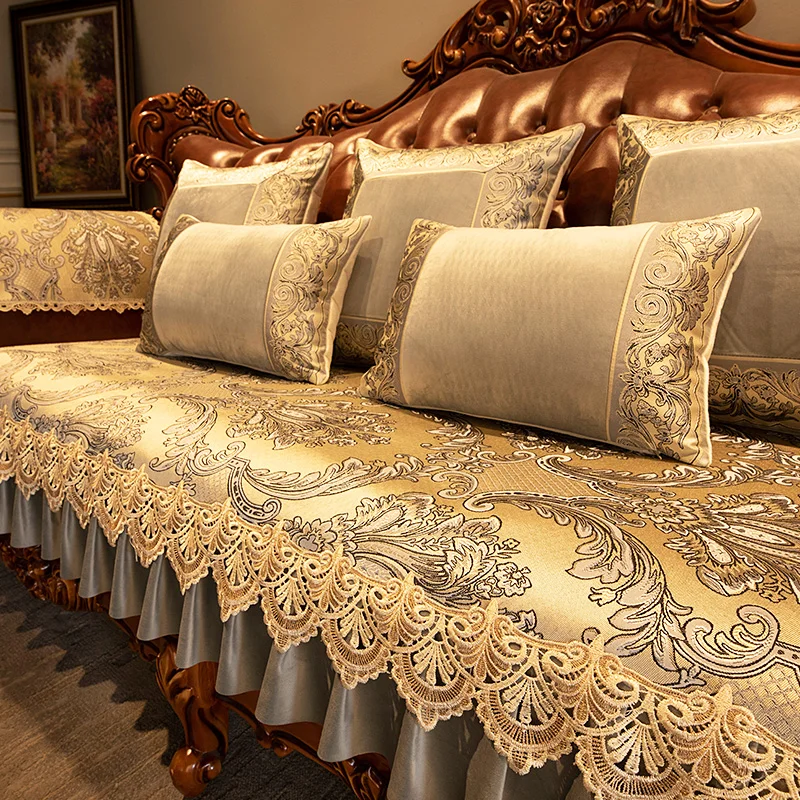 Luxury Anti-slip Sofa Cushion Jacquard Fabric Sofa Cover Home Living Room Decor 1/2/3/4 Seat Combination Sofa Pad Couch Covers
