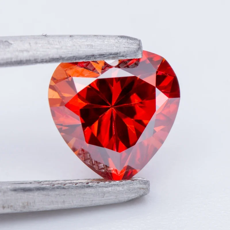 Moissanite batu Garnet warna hati memotong batu permata Lab tumbuh canggih bahan pembuat perhiasan berlian dengan sertifikat GRA