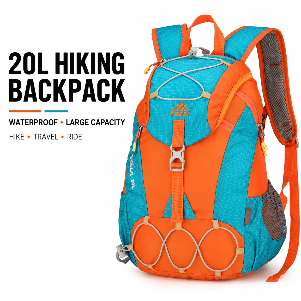AZELA 20L Waterproof Hiking Backpack Large Capacity Outdoor Travel Daypack for Camping Trekking Cycling Men Women