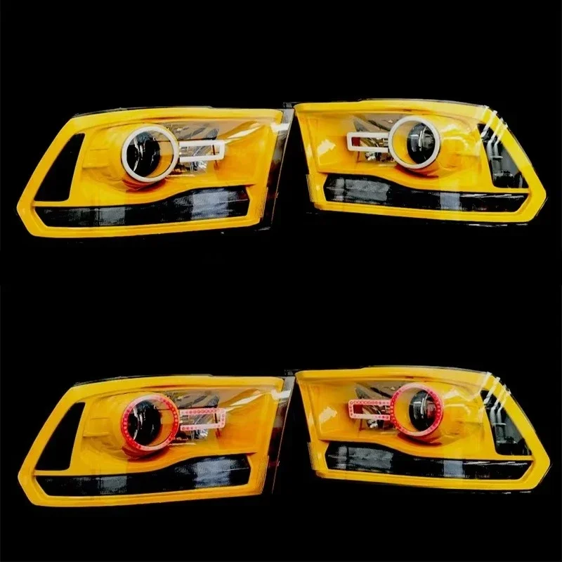 For Dodge Ram Headlights 2009-2019 Custom LED RGB Front Lamp Bi-LED Projector Angry Eye