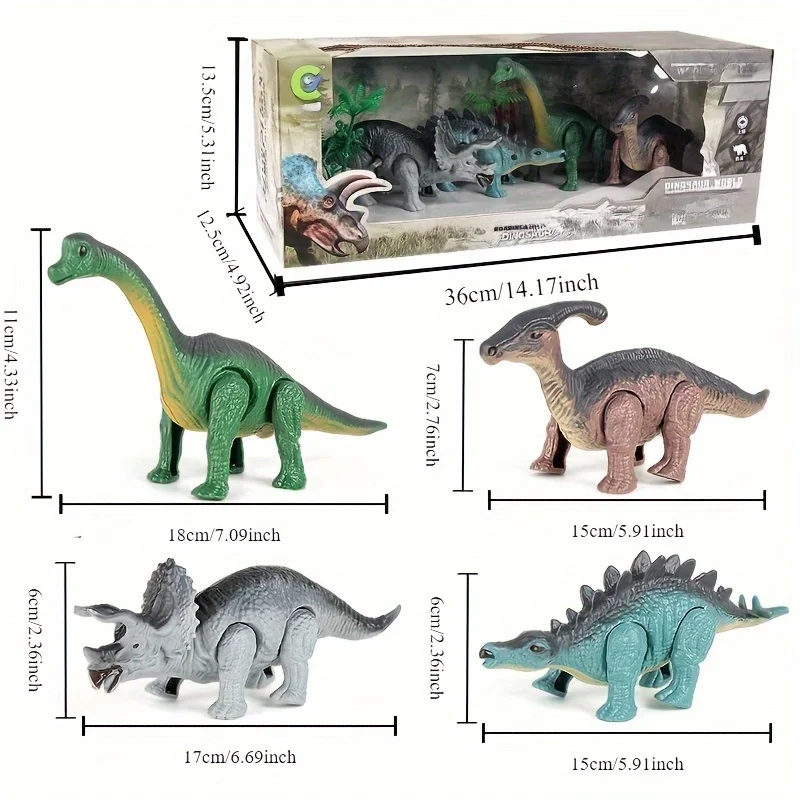 Dinosaur World Kinetic Play Set, Walking Cute Animal Toys, Moving Dinosaur Educational Toys, Kids Interactive Model Playsets