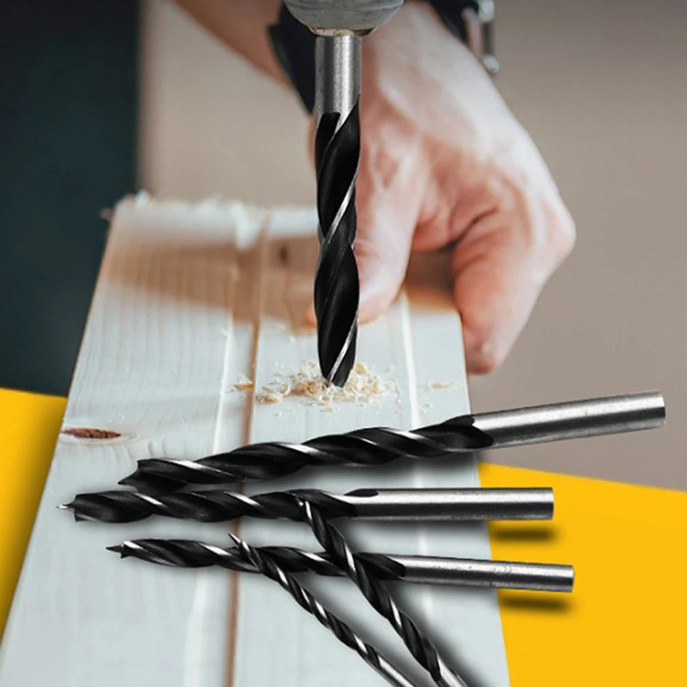 7Pcs สามจุดไม้ Mata Bor เกลียว Twist Mata Bor ชุด3/4/5/6/7/8/10Mm Round Shank งานไม้ Bor Listrik เครื่องมือ