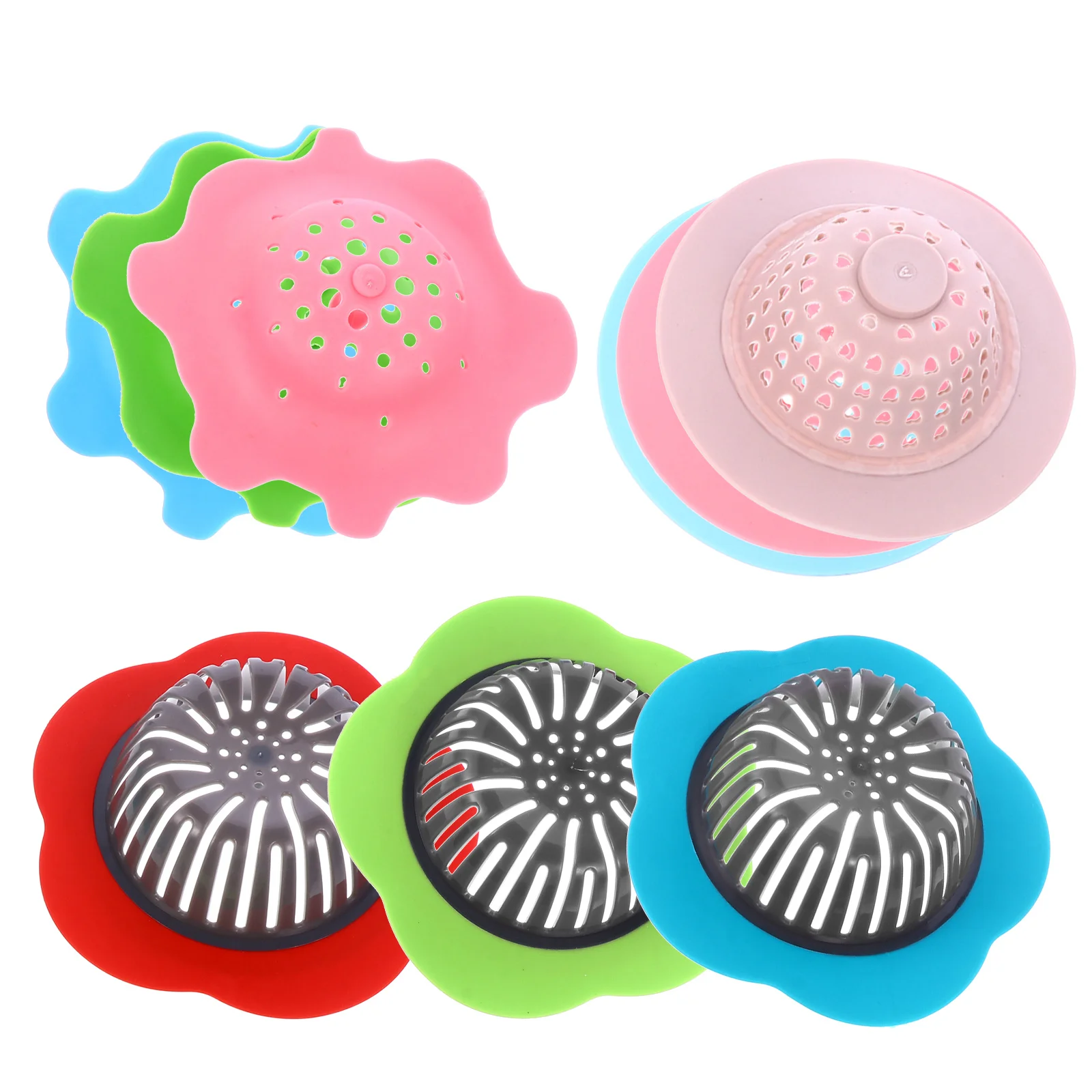 9pcs Silicone Plastic Kitchen Sink Filter Drain Strainer Home Use Anti-Clogging Water Draining Tool Kitchen Sink Filter