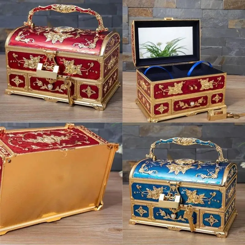 New Fashion Luxury Multi-layer Egyptian Storage Box Jewelry Box Metal Crafts Home Decoration