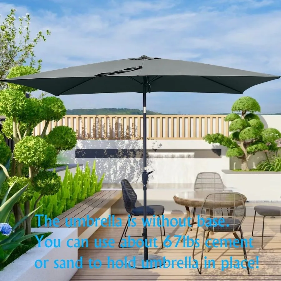 

6 x 9ft Patio Umbrella Outdoor Waterproof Umbrella with Crank and Push Button Tilt without flap for Garden Backyard Pool Swimmi