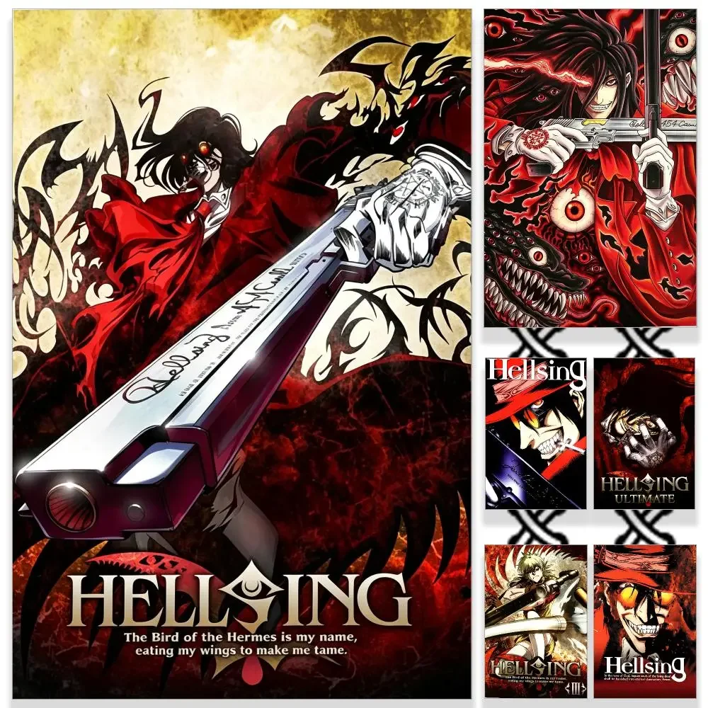 Anime Dark Hellsing Ultimate Poster HD Waterproof PP Self-Adhesive Removable Wall Art Poster Bedroom Cafe Gym Home Decor Gift