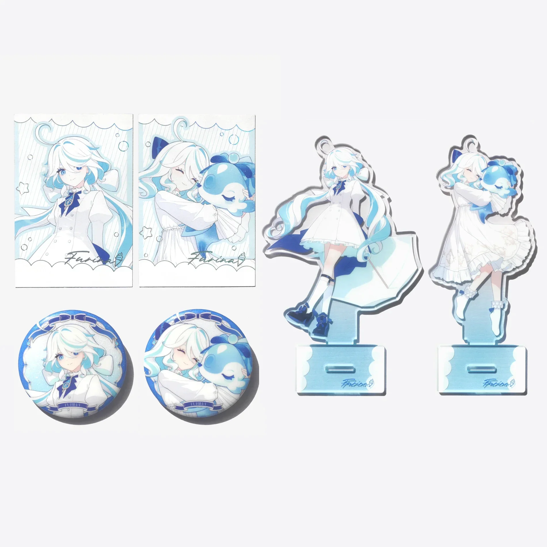 

Игра Genshin Impact Furina, милая серия мороженого с морской солью, аниме, косплей, акриловая настольная подставка, значок, коллекция Polaroid