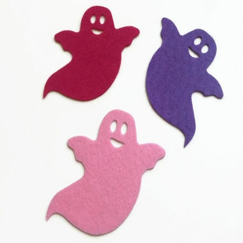 Ghost Die Cut Halloween Spooky Themed Decorations, Sew On Shapes for Party and Craft Project Supplies, Glitter Felt, 20Pcs Set