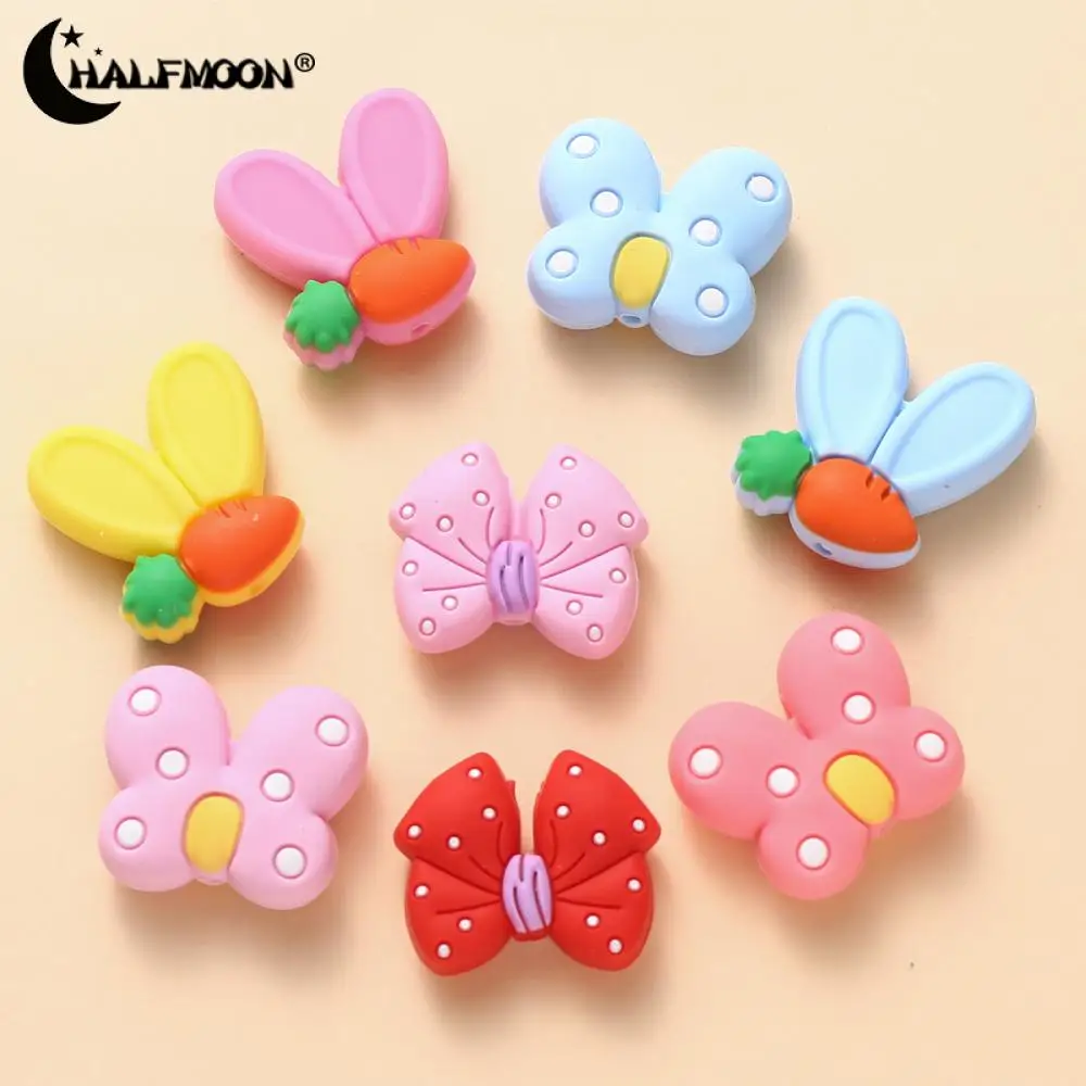 Perles à Mâcher en Silicone, Dessin Animé, Mignon, Papillon, Lapin, Carotte, TeWindsor, Bijoux, Bracelet à Faire Soi-Même, Stylo en Plastique, Porte-clés, Exécutif, 10 Pièces
