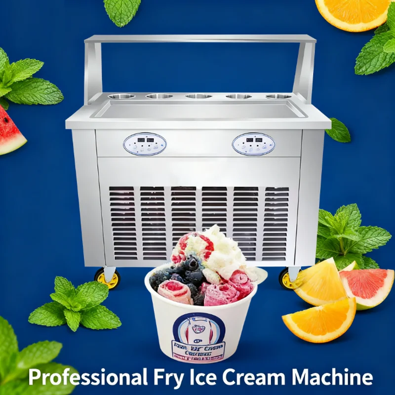 Hot Selling Commercial Stainless Steel Deep Fried Ice Cream Machine Large Single Pot Stir Fried Yogurt Machine