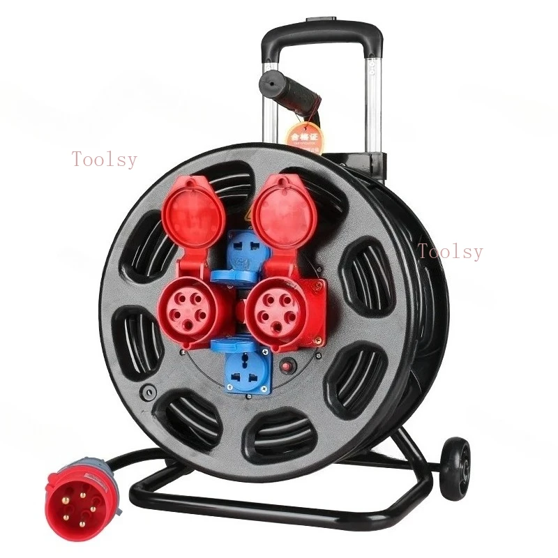 

380V Cable Reel Three-phase Five-wire 4-spool 5-core 16/32A Construction Site Aviation Explosion-proof Socket Drag Cable
