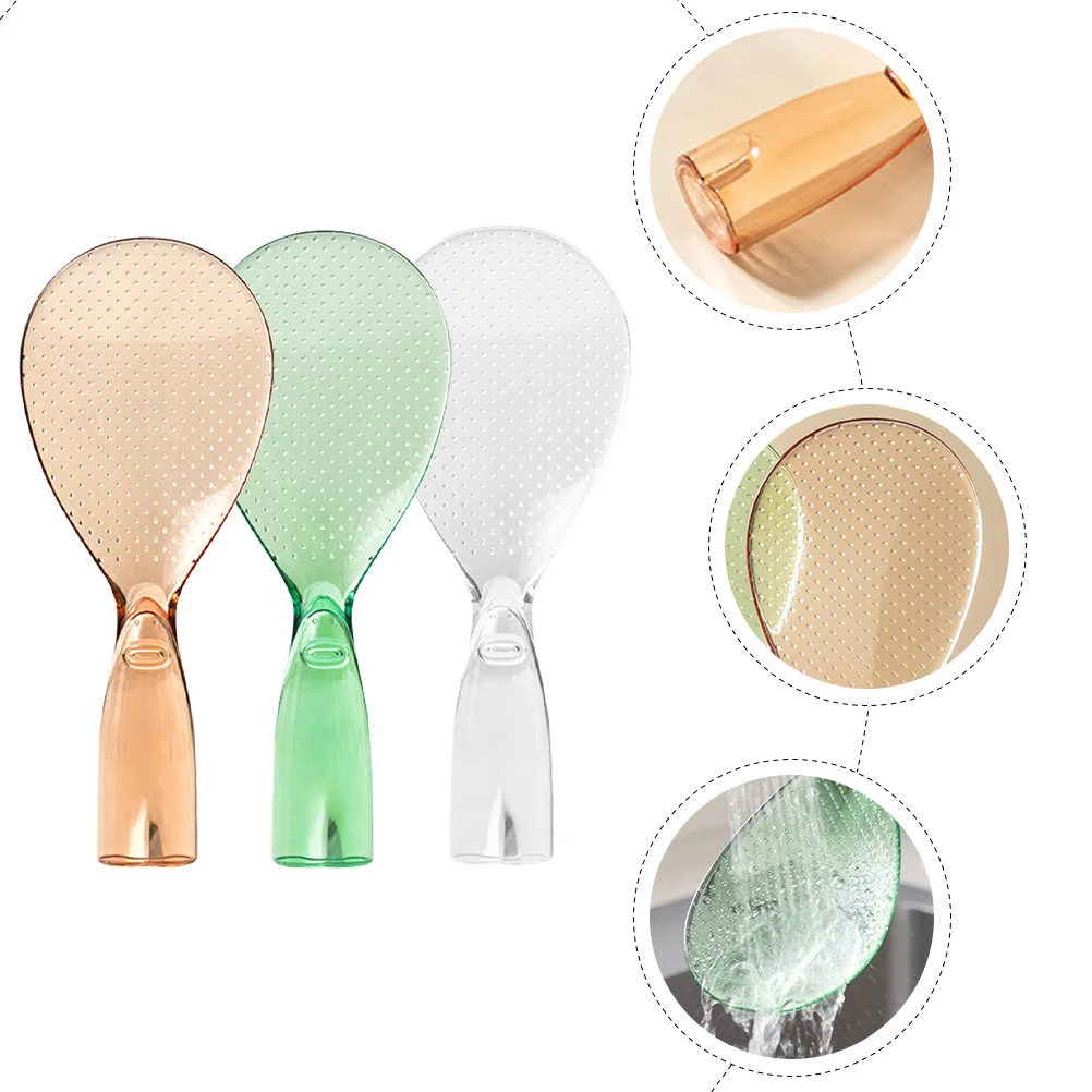 

3pcs Rice Spoon Paddle Reusable Non-Stick Kitchen Tableware Spoon Food Paddle Serving Lightweight Comfort Handle Easy