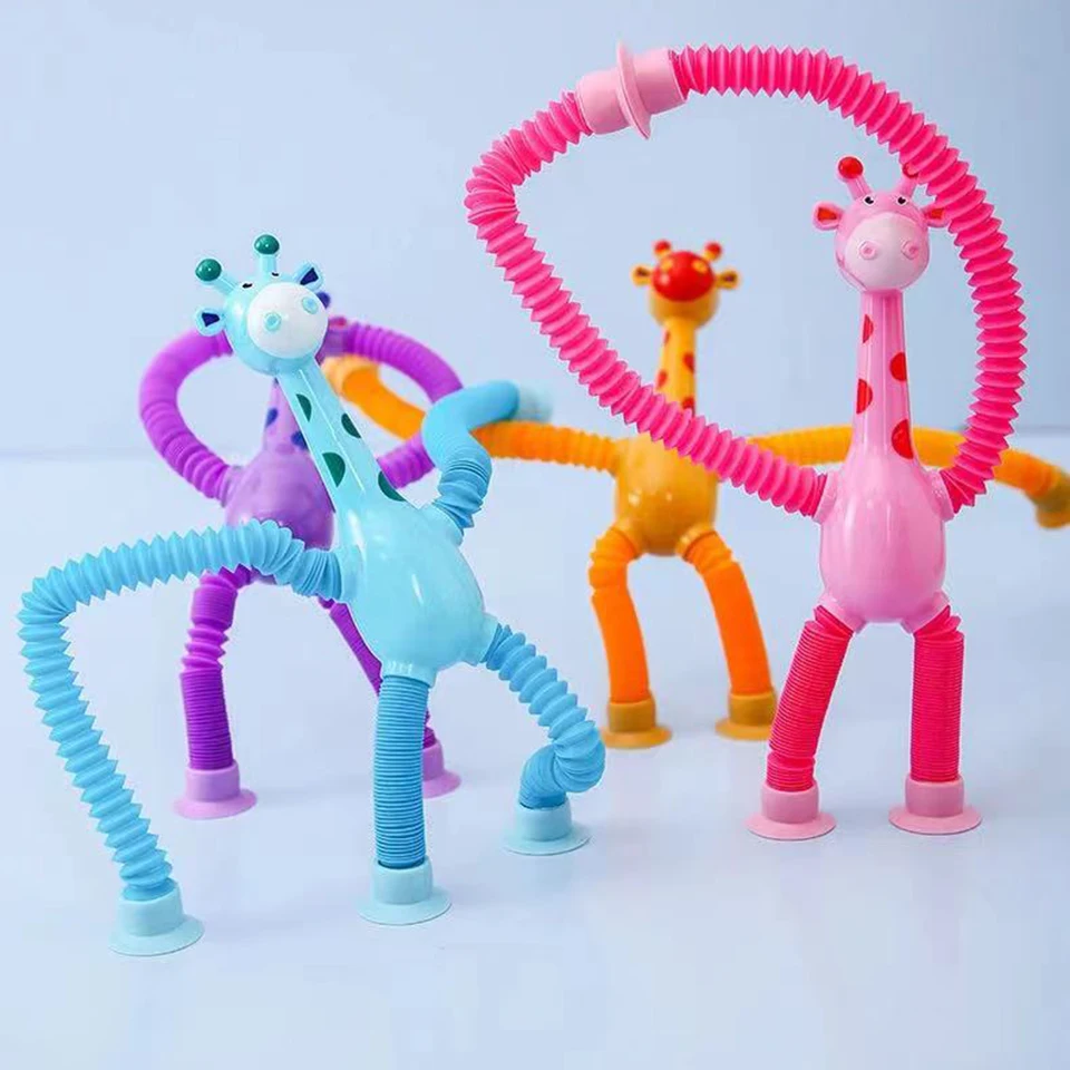 4 pcs montessori Kinder Saugnapf Spielzeug Pop Röhren Stress abbau Spinne Teleskop Roboter Spielzeug sensorische Balg Spielzeug Squeeze Spielzeug