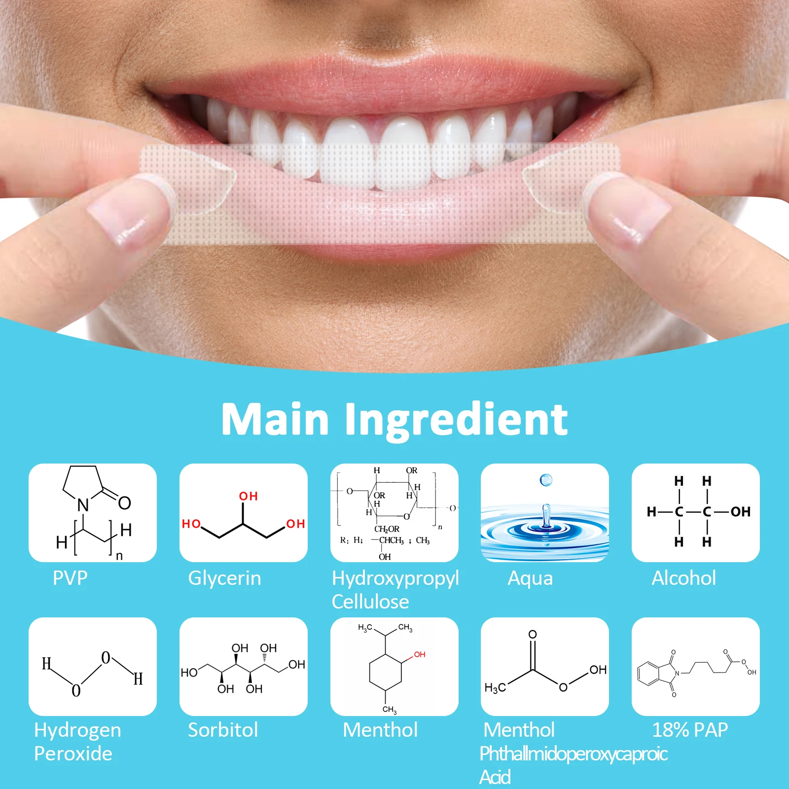 MYBYS-tiras blanqueadoras dentales, Kit de blanqueamiento Dental, blanqueamiento Dental, manchas dentales, 18% Pap, odontología, uso doméstico, higiene bucal, 42 piezas