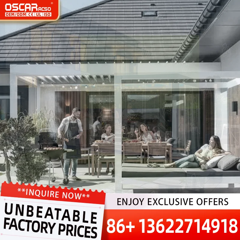 Privacy Screen Outdoor Electric Sunroom Customized All Season Balcony Exterior Aluminum Glass Lowest Price For 180 Days 1Year Wa