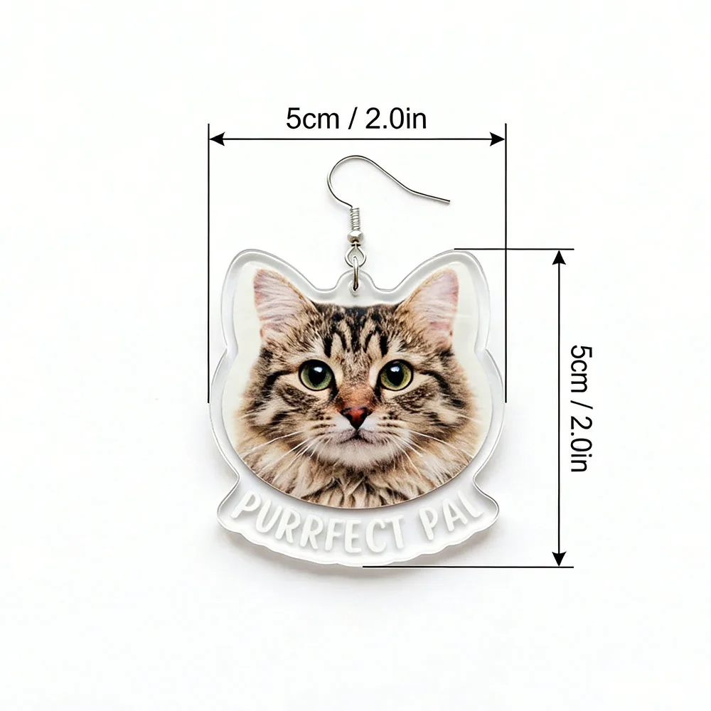 Personalized Pet Photo Jewelry, Custom Cat Face Acrylic Earrings, Custom Pet Picture Earrings, Cat Mom Gift, Pet Lover, Women,