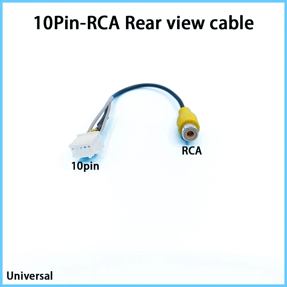 Cabo rca para câmera de backup, adaptador de cabo rca 10pin-rca para rádio estéreo de carro, monitor de dvd, peças internas do painel do carro