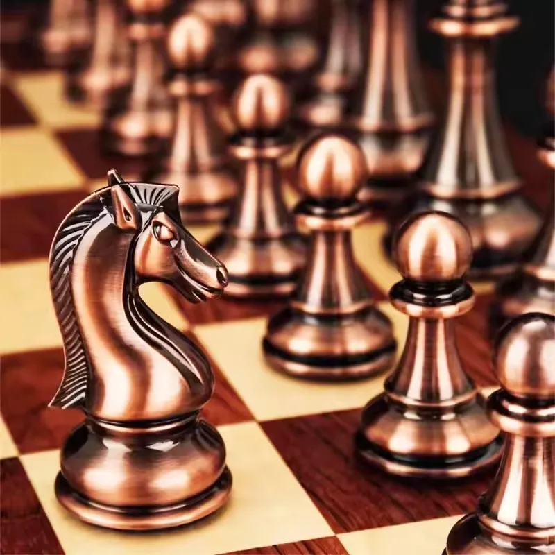 

Luxury Weighted Chess Set, 32 PCS Electroplating Technology Chess Pieces, High Grade Chess Game, Family Table Board Game