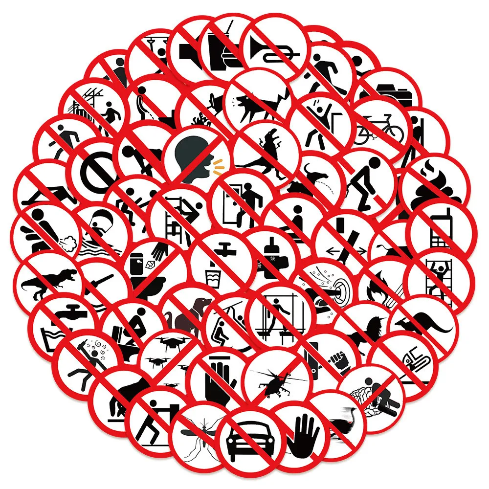 

62pcs Funny "No Entry" Stickers | Waterproof PVC Graffiti Decals for Luggage & Skateboards AnimeWorlds Store