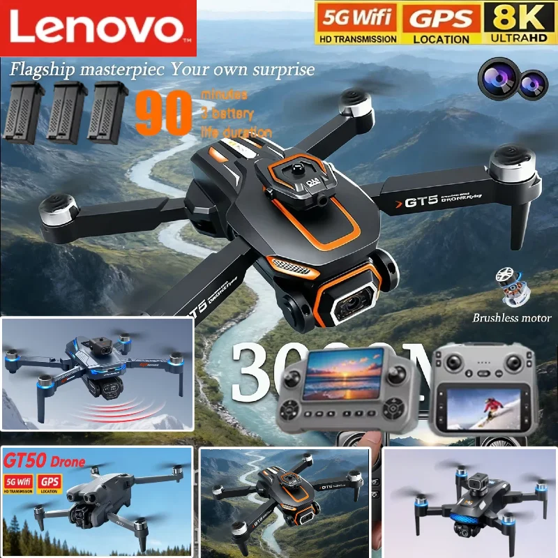 

Мини-дрон Lenovo RC с двойной камерой 8K HD, модели GT8, GT50, GT5, M6, FPV, WiFi, квадрокоптер с функцией обхода препятствий, игрушечный дрон