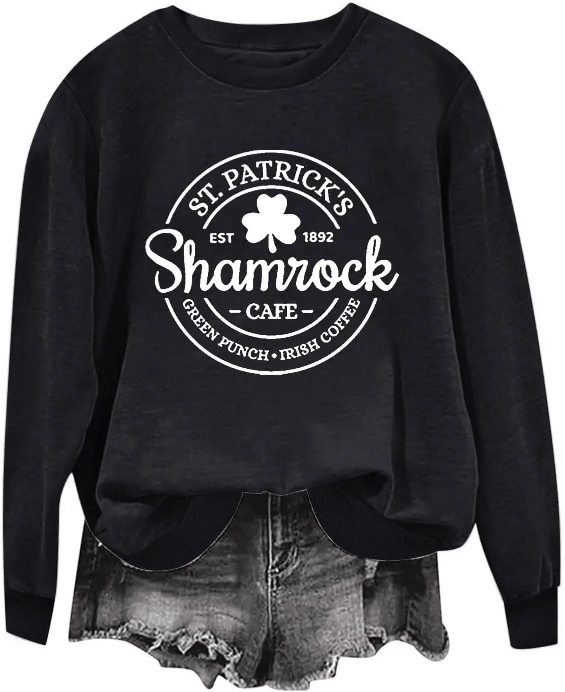 

Saint Patricks Day Shirts Women Plus Size Long Sleeve Tops Trendy Oversize y2k Sweatshirts Shamrocks Printed Tees