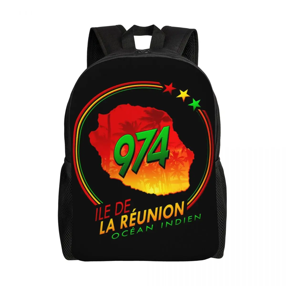 Customized 974 Reunion Island Backpacks Men Women Casual Bookbag for School College Ile De La Reunion Bags