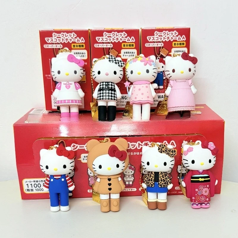 

8pcs Hello Kitty Trendy Play Blind Box New Long Leg Black Leather Cartoon Pendant Doll Bag Pendant Girlfriend Gift Wholesale