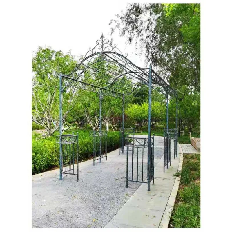 European retro old wrought iron outdoor rust-proof courtyard gazebo arch plant climbing vine frame garden flower stand