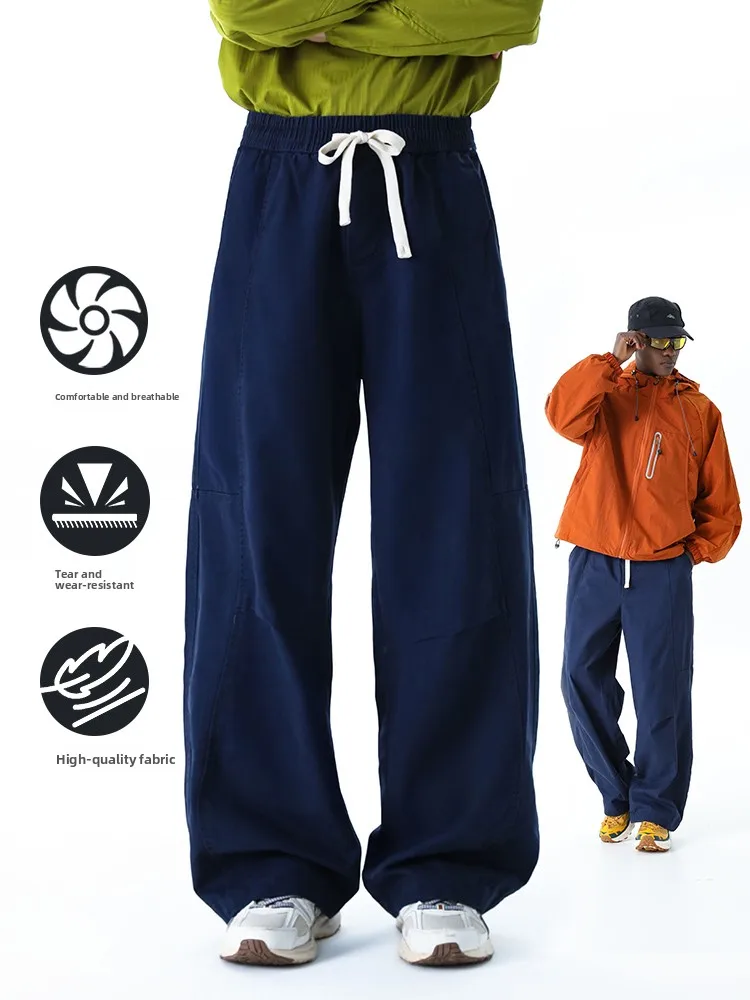 

MMOPTOP Men's Casual Pants Spring Trendy Japanese Retro Folded Soldier Jeans Workwear Versatile Loose Straight Leg Cotton