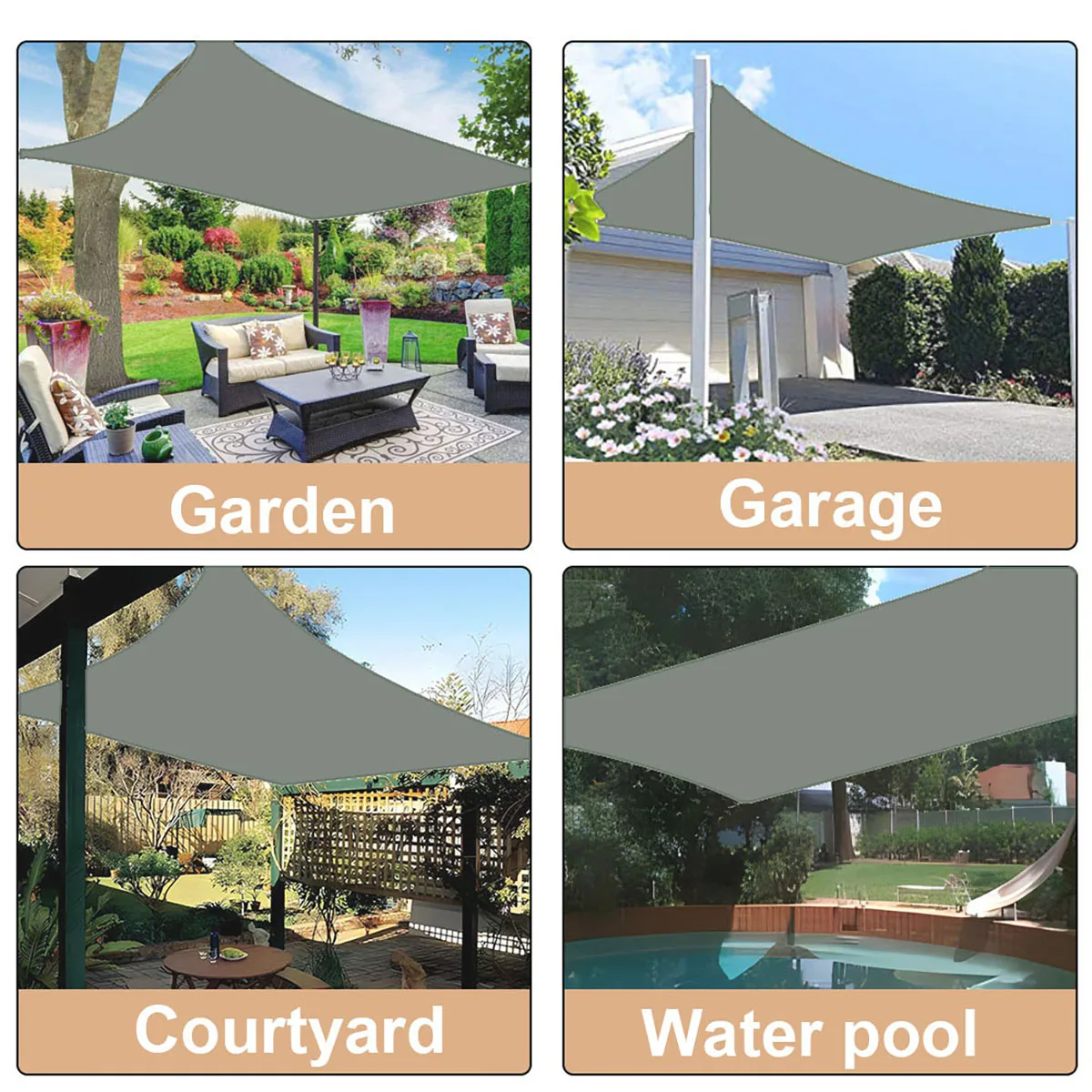 Shade Sail, Waterproof Shade Sail for Garden Terrace Outdoor Party Sun Protection Shade Canopy Canopy 98% UV Blocking with Free