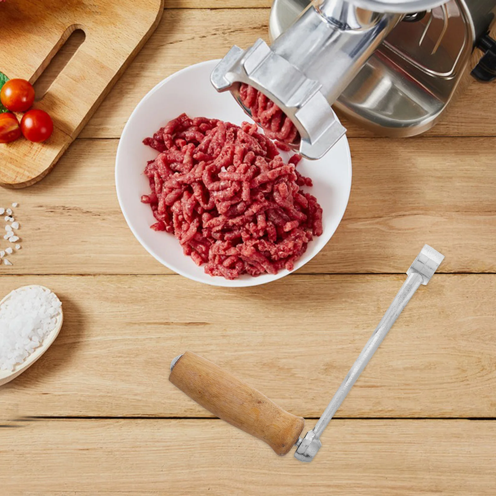 

Кривошипная ручка мясорубки из нержавеющей стали, гладкая деревянная ручка для тяжелых условий эксплуатации, ручная мясорубка, начинка для колбас, ручная рукоятка