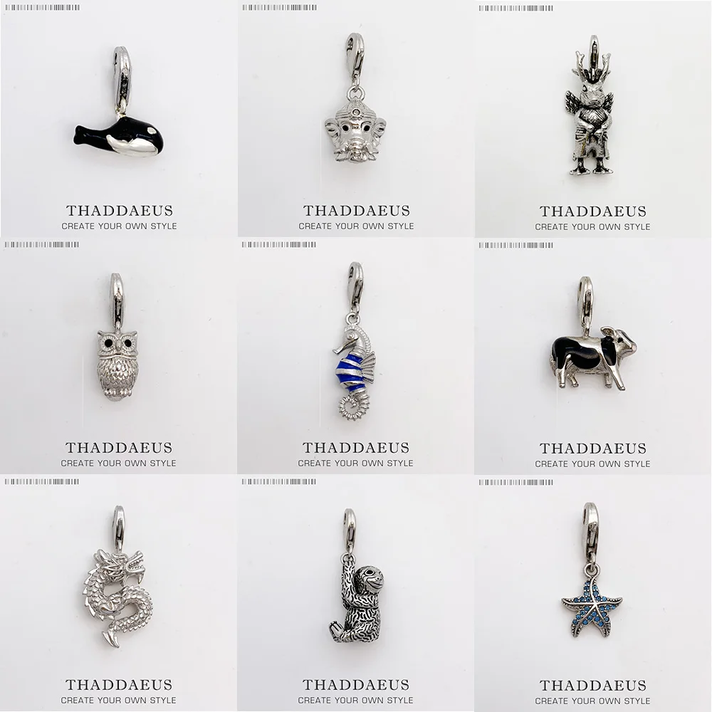 

Pendant Tortoise Rabbit Owl Dragon Orca Whale Seahorse Sloth Cows Dog Elephone Starfish New Charm Jewelry Gift For Woman Men