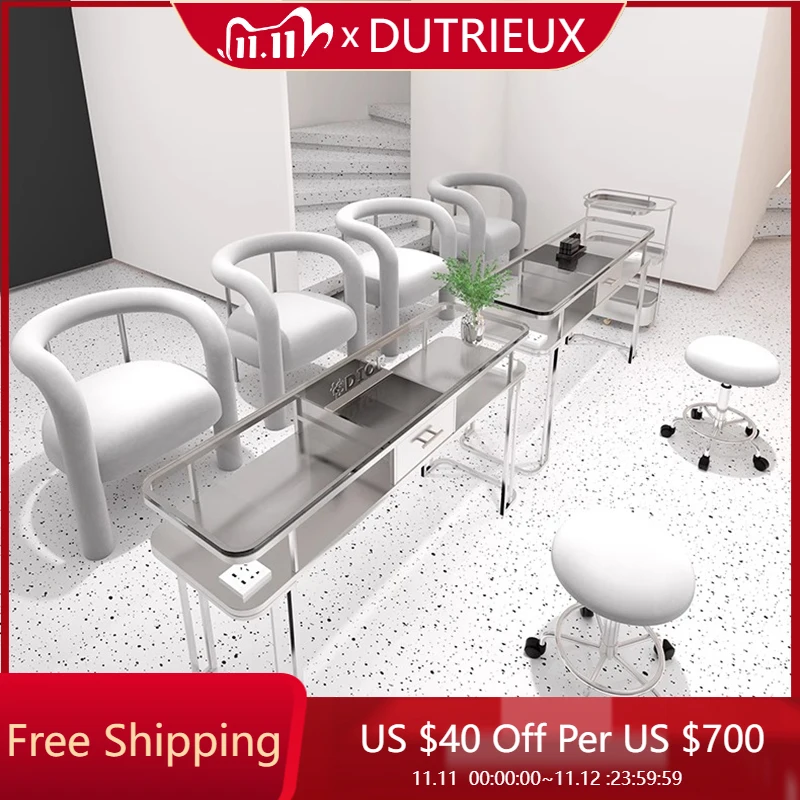 

Mesa Nordic Nail Desk Design Organizer Art Luxury Manicure Table Makeup High Quality Minimalist Nageltisch Nails Salon Furniture