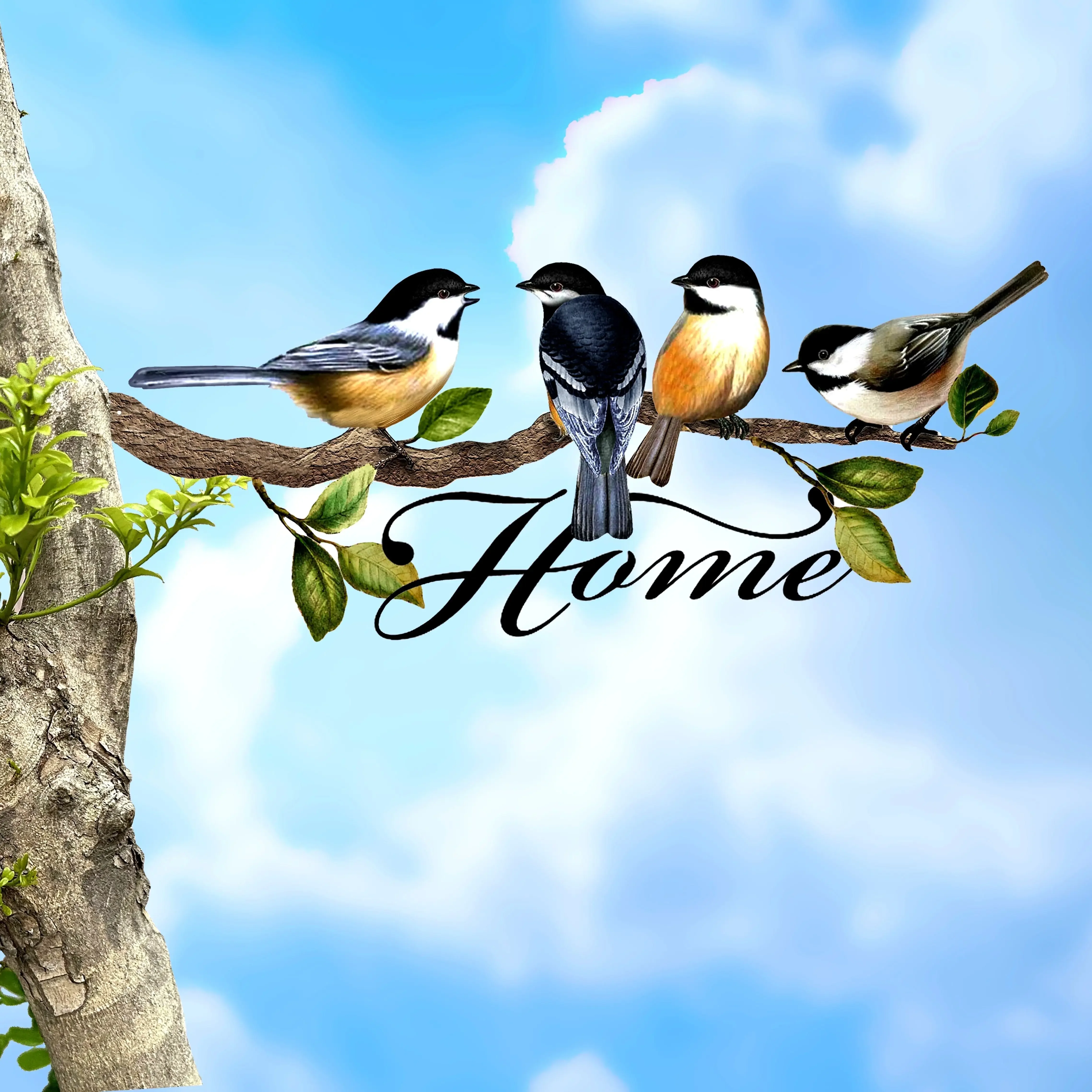 1pc Metal Decor Wall Art with Welcome Sign, Double-Sided Colorful Bird Porch Decoration for Home Address Display, Garden Artwork