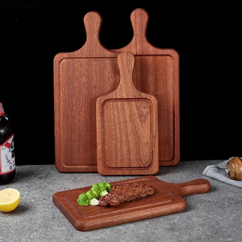 Ebony wood cutting board, walnut wood, steak plate, wooden dinner plate, pizza tray, party special bread restaurant supplies