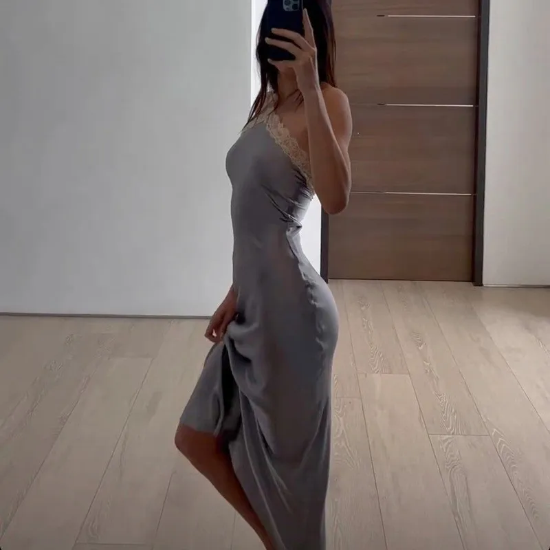 

Summer New Women's Sexy Slim Lace Edge Halter Kendall Same Style Dress Women