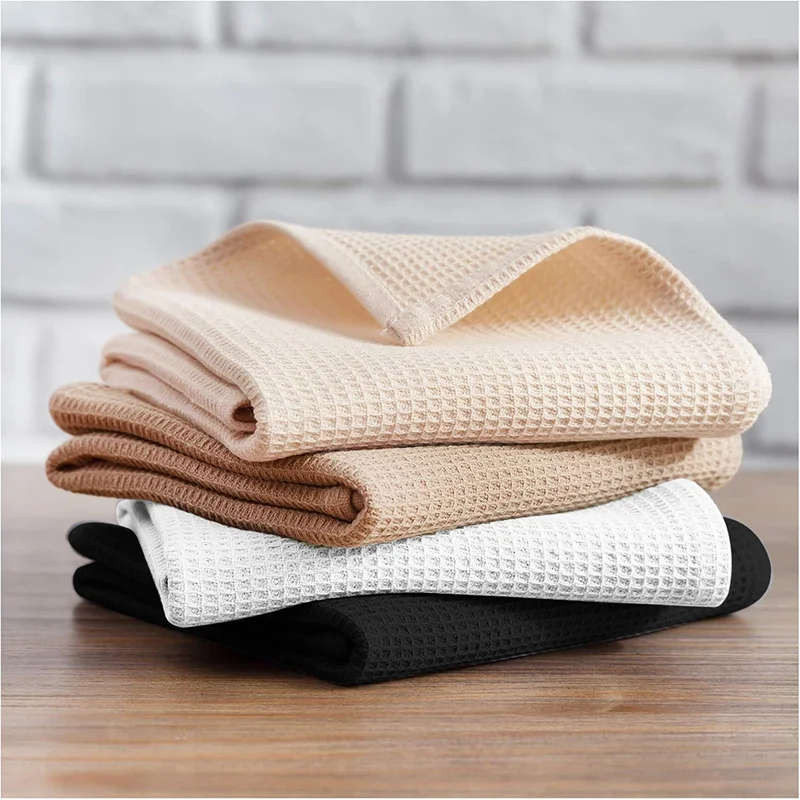 4/8/12Pcs, 40Cm×60Cm, 100% Pure Cotton Four-Color Waffle Kitchen Towels, Best Kitchen Towels, Super Soft and Highly Absorbent Dishcloths, Cleaning Cloths, Kitchen Decor, Living Room Decorations, Kitchen Essentials, Home Essentials.