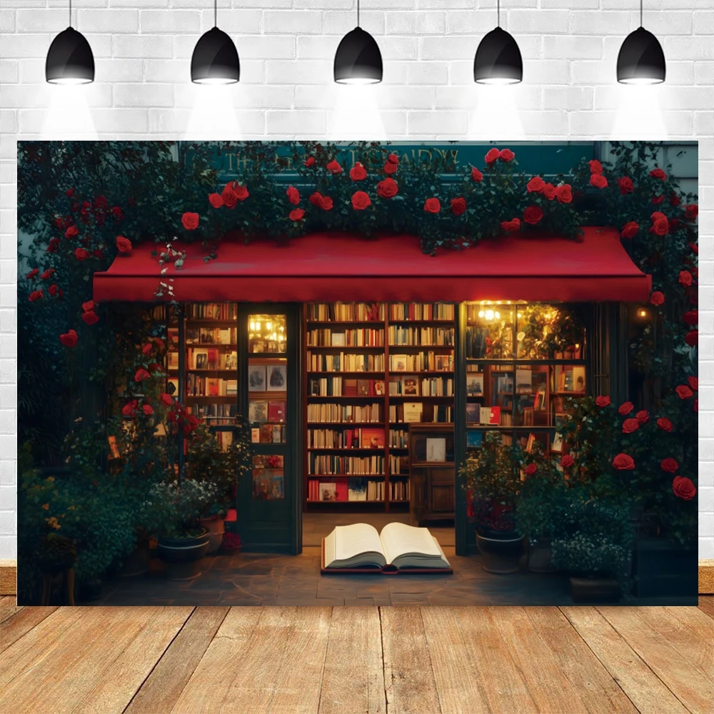Фон для сцены библиотеки, цветы, книжная полка, книги, день рождения, детский портрет, день Святого Валентина, фон для фотосъемки, фотостудия