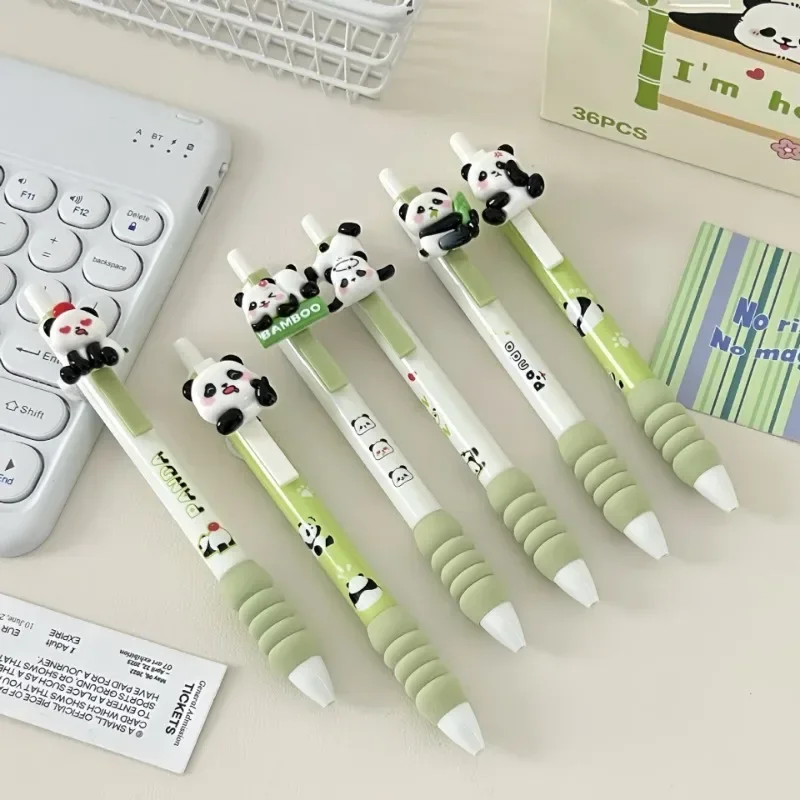 1pc Cute Panda Gel Pens with 0.5mm Point and Push Button - Quick Dry Black Ink for Students office accessories 펜