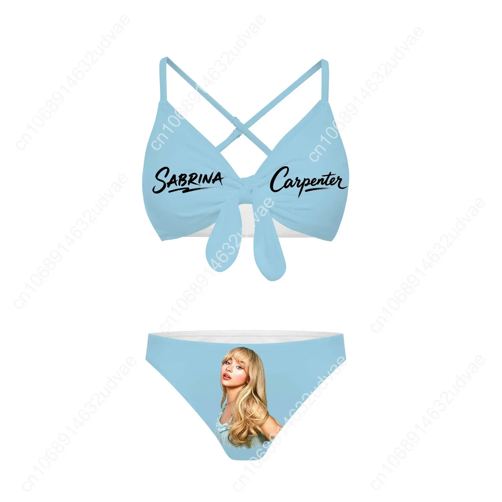 Sabrina Carpenter Bathing Suits Cross Strap Suspenders Swimsuits Womens Custom Bikini Pop Singer Swimwear Customized Beachwear