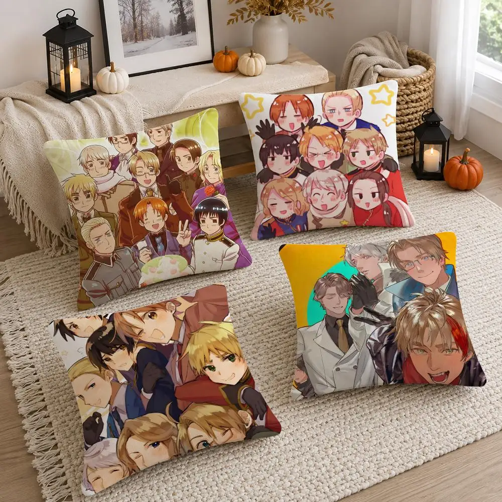 Anime Hetalia World Stars Cushion Cover Soft Fluffy Short Plush  Pillow Case  Sofa Bed Home Decor