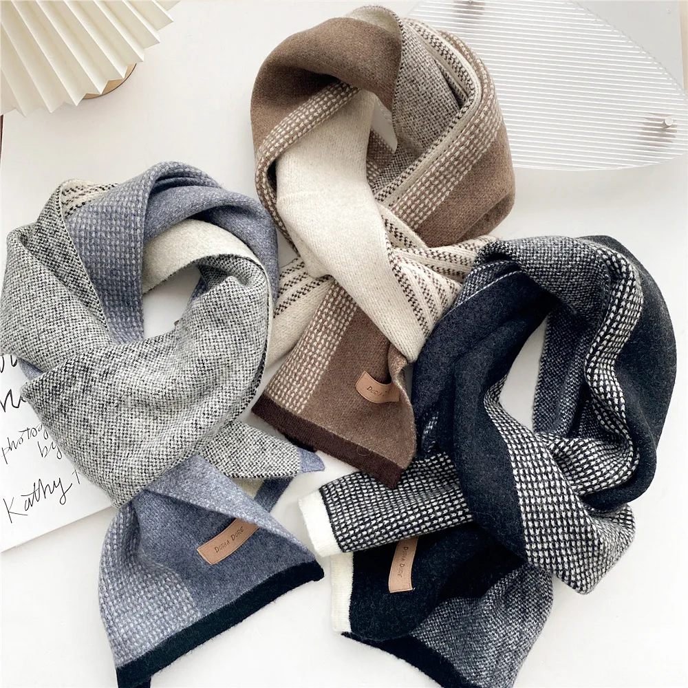 Men's Striped Scarf Women's Autumn Winter Shoulder Shawl Fashion Long Thickened Warm Student Knitted Scarves Apparel Accessories