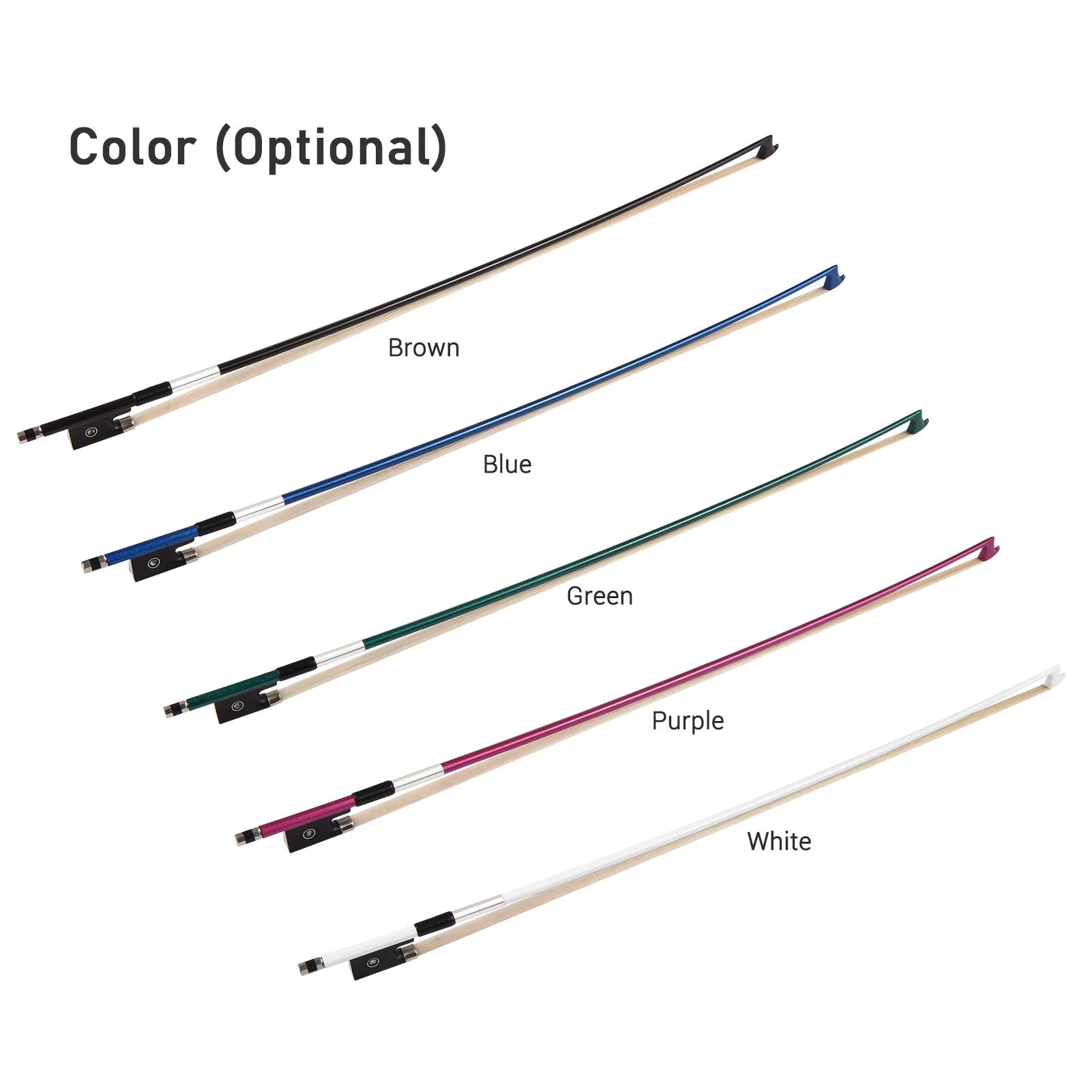 

4/4 Violin Fiddle Bow Carbon Round Stick Ebony Frog White Horsehair Well Balanced Violin Bow carbon violin bow