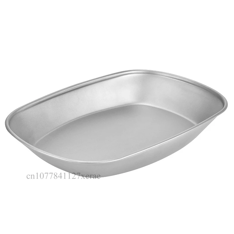 Pure Titanium Outdoor Oval Plate Camping Picnic Cooking Ultra Light and Sturdy Plate Fruit Salad Portable Flat Bottomed Plate