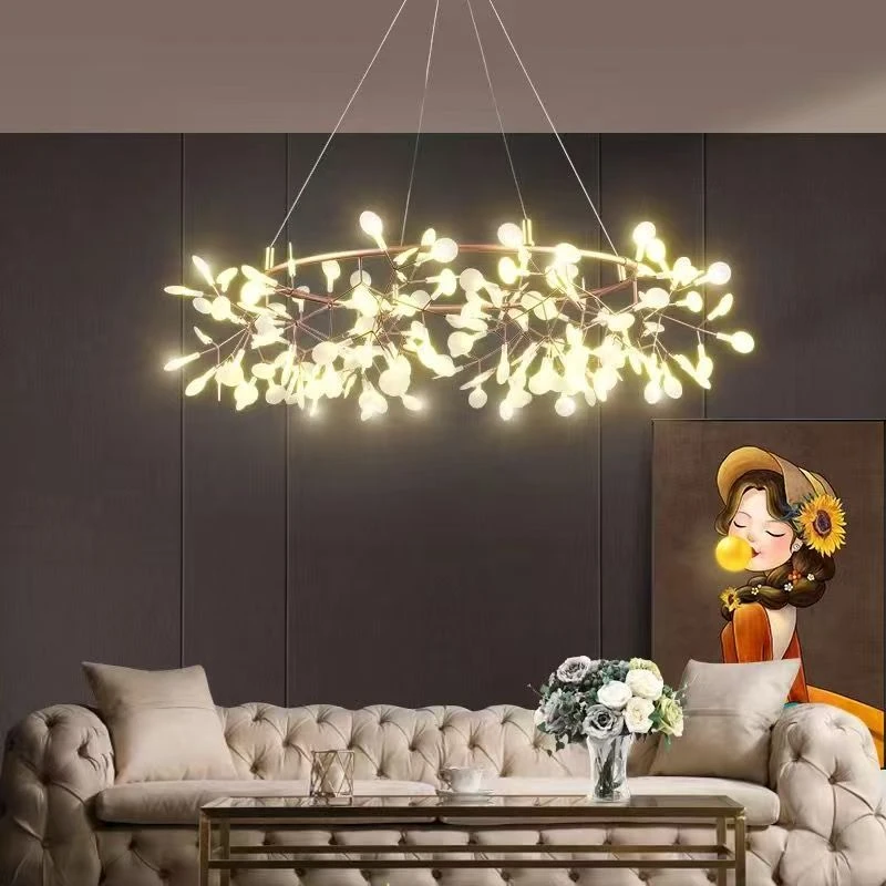 Nordic Modern Firefly Living Room Chandelier Ceiling Candlestick Dining Room Light Gold Black Room Decoration Lighting Chandelie