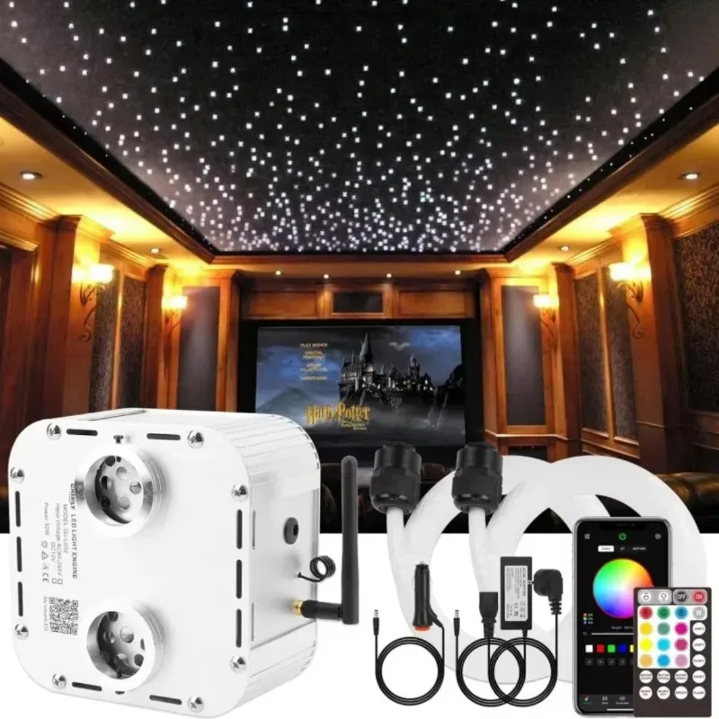 32W Dual Port Meteor 800-2400 Pcs RGBW Light Emitting Diode Fiber Optic Light Starlight Ceiling Kit
